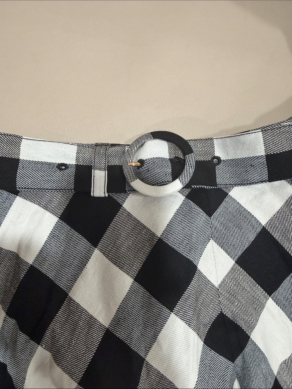 Kate Spade NY Linen Blend Gingham Belted Midi Skirt Black White 2 NWOT $328 - Picture 4 of 5